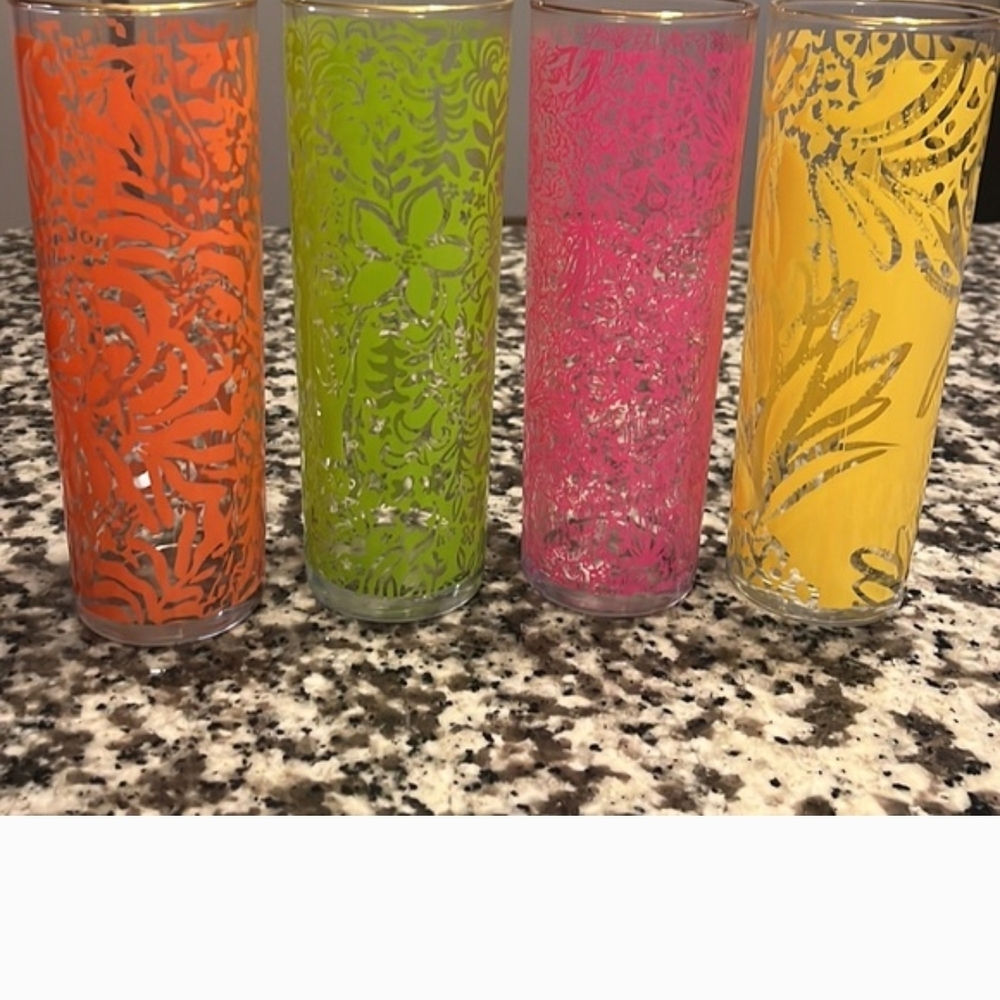 Colorful Floral Glass Tumbler Set